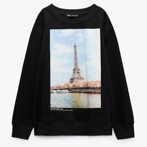 ZARA Paris Eiffel Tower Print Sweatshirt